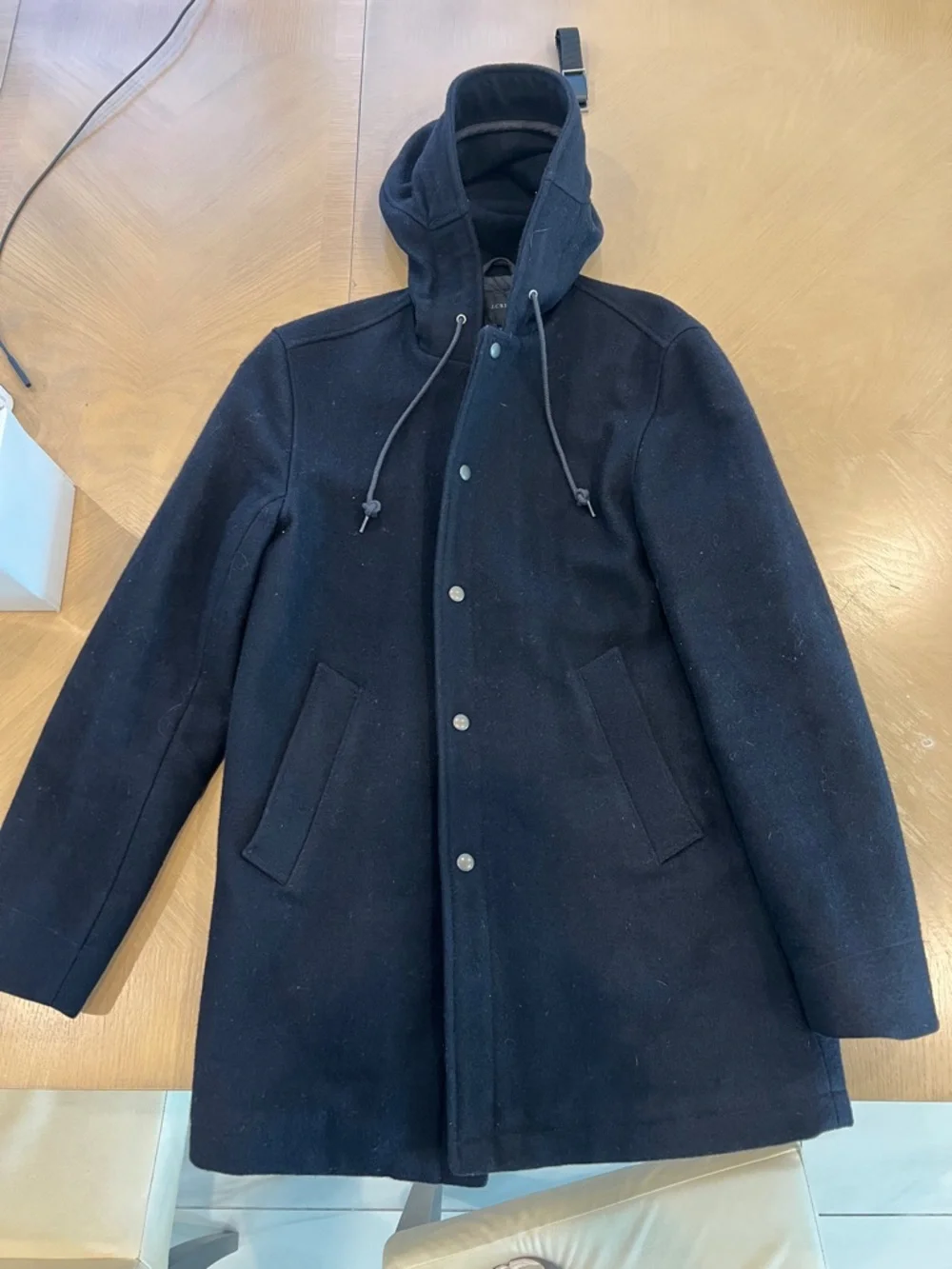 J. Crew Men's Small Navy Hooded Coat. Versatile and Warm